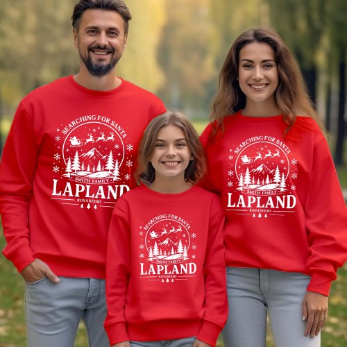 Personalised Lapland 2026 Family Matching Christmas Sweatshirt, Custom Mountain Cabin Santa Holiday Group Jumpers, Men Women Kids Unisex Sweater