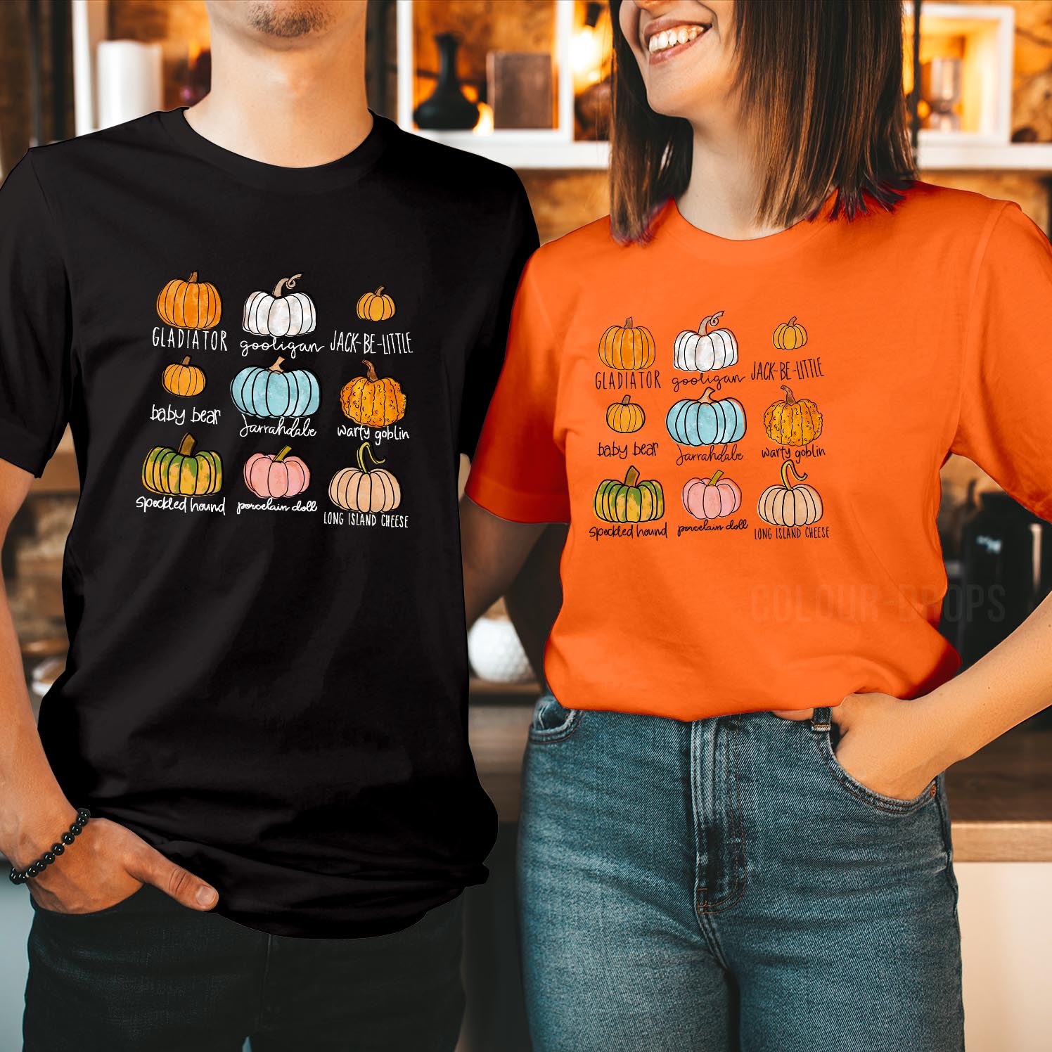 Halloween Pumpkin Variety Jack Little T-Shirt Fall Harvest Pumpkins Pumkin Varieties Unisex Shirt Women's Fall Gift Shirts Cute Tees Tops Halloween T Shirt