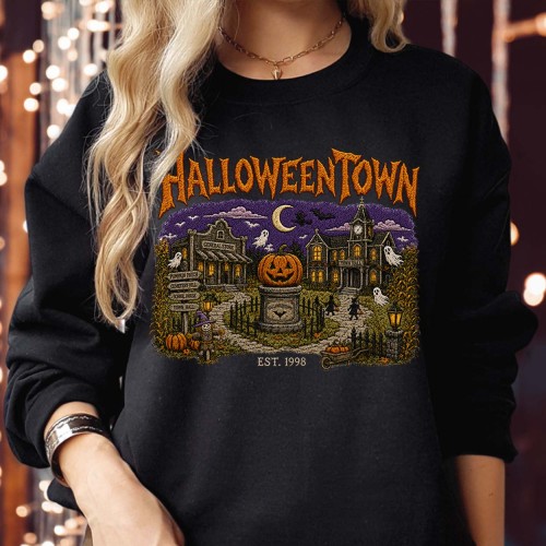 Halloweentown Est 1998 Sweatshirt General Store Town Hall Pumpkin Spooky Jumper