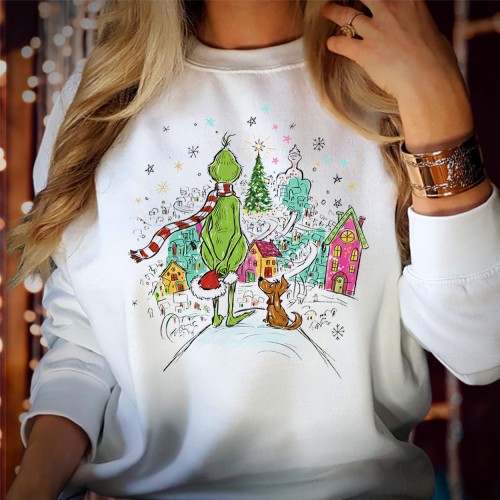 Classic Whoville Grinch Christmas Sweatshirt, Nostalgic Matching Family Holiday Jumper, Retro Storybook Graphic Crewneck Xmas Gift Winter Sweater