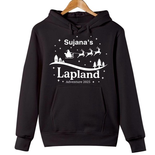 Personalised Lapland Family Christmas Hoodie - Custom Santa Claus Matching Holiday Jacket – Xmas Gift for Mum, Dad & Kids Jumper