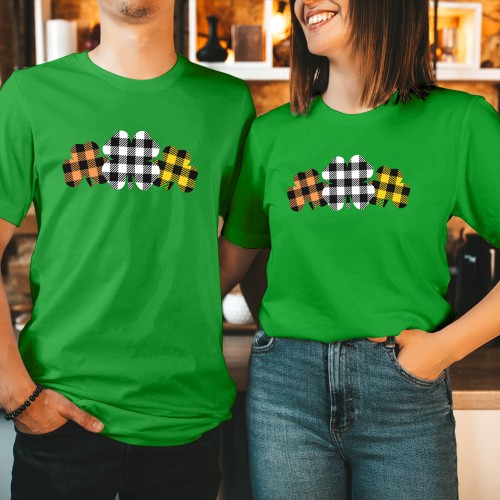 Pinch Proof Shamrock T-Shirt, Buffalo Plaid Shamrock Shirt, Funny St Patricks Day Shirts for Adults, Lucky Irish Clover Tee Minimalist
