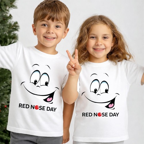 Official Red Nose Day Silly Smile T Shirt, Comic Relief T Shirt & Tops, Funny Character Charity Clothing, Kids & Childrens Red Nose Day Tee