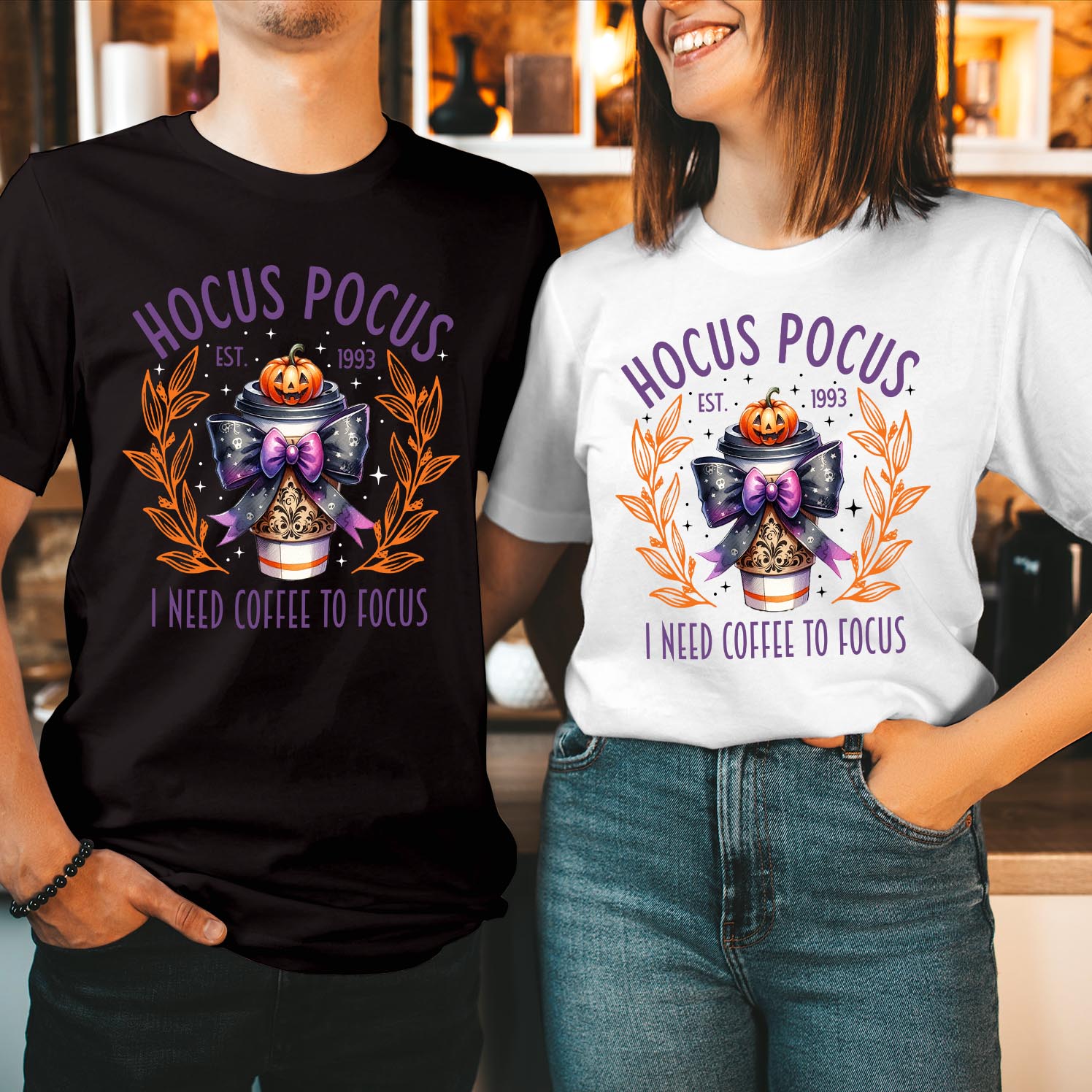 Hocus Pocus I Need COFFEE to Focus Halloween T-Shirt Spooky Sanderson Sisters Inspired Witchy Apparel for Halloween Celebrations Men Women Unisex Gift T Shirt