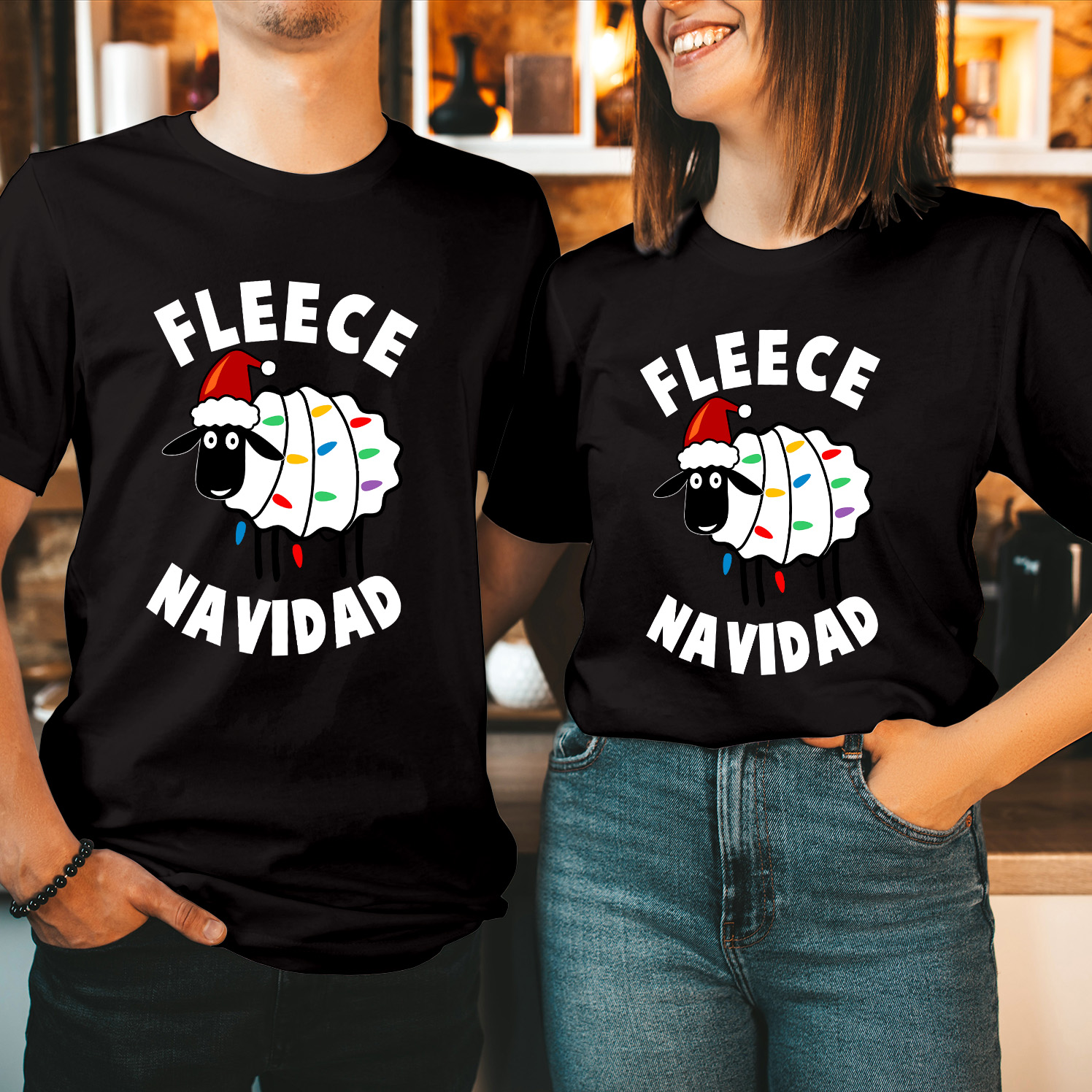 Fleece Navidad Christmas Lamb T-Shirt, Cute Sheep Holiday Tee, Funny Christmas Gift for Animal Lovers, Fleece Navidad Shirt for Kids and Adults