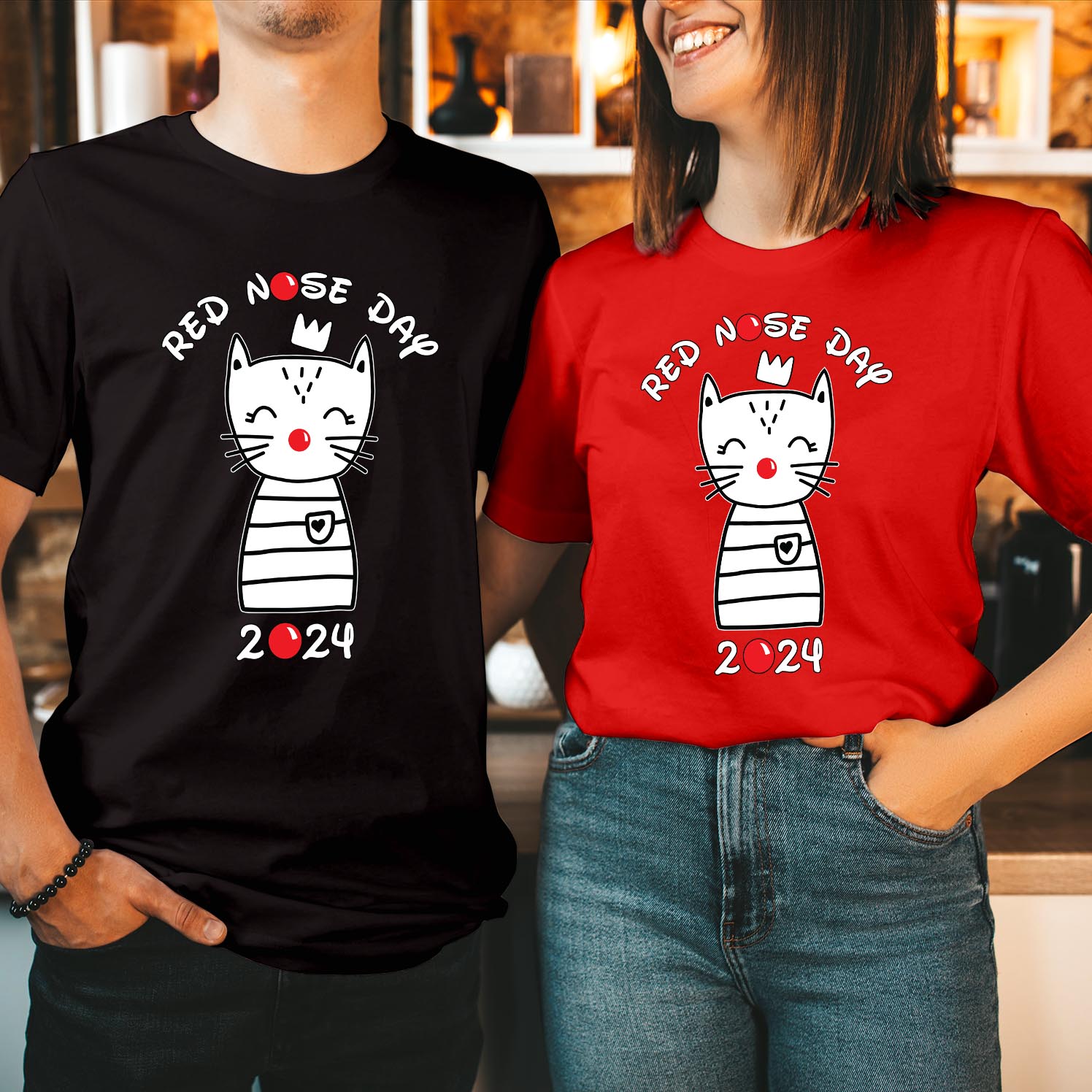 Red Nose Day 2024 Comic Relief Purrfect Cat T-Shirt
