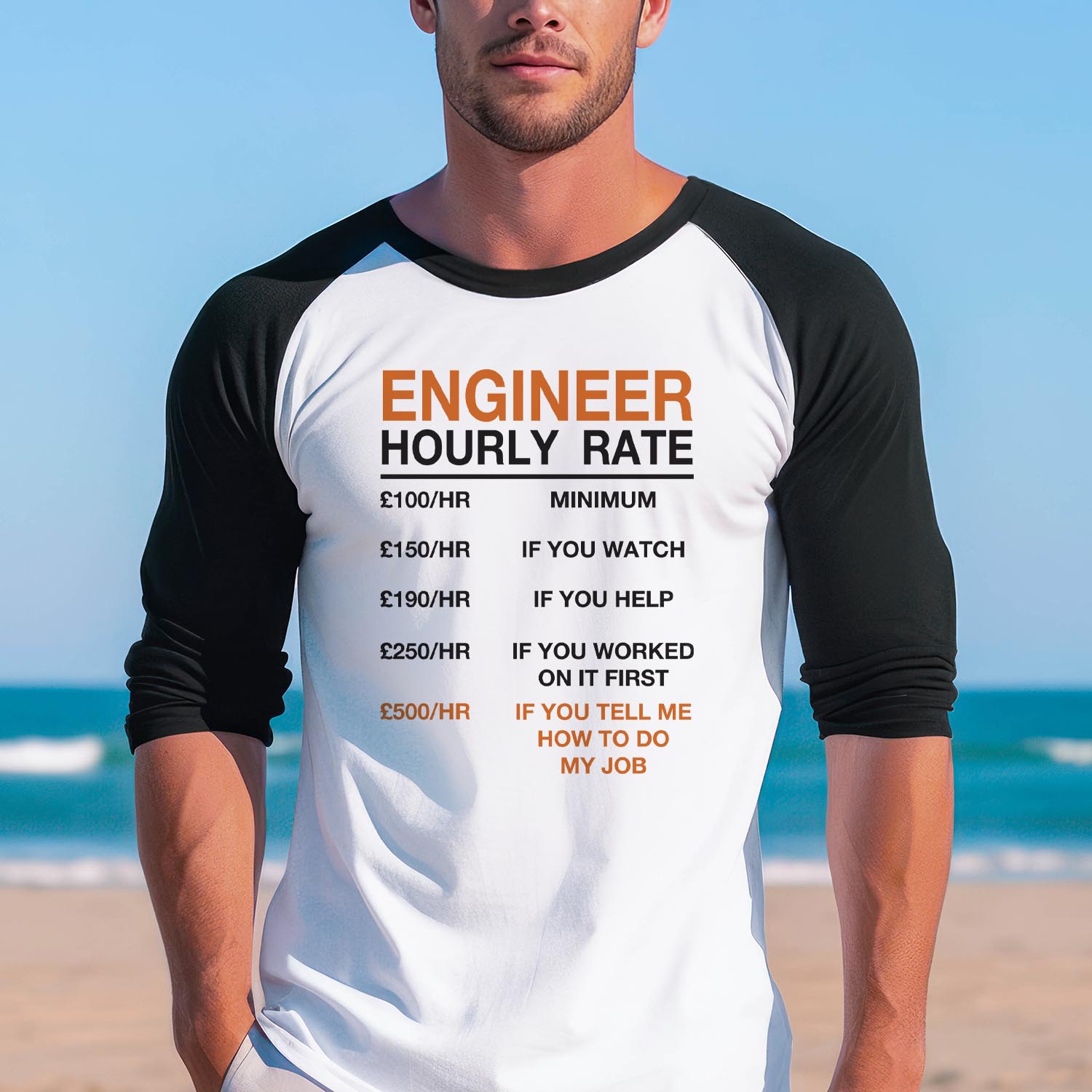 Engineer Hourly Rates Baseball Long Sleeve Shirt - Father Child Best Dad Father's Day Funny Grandpa Dad Birthday Gift Shirt