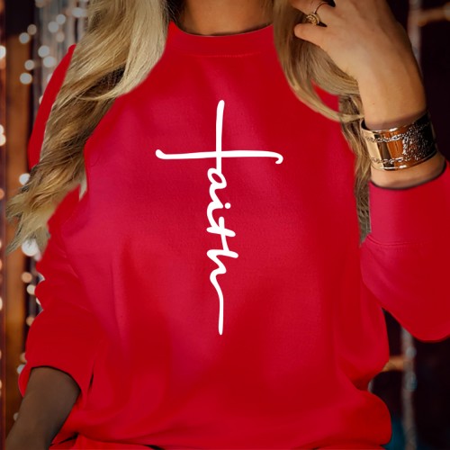 Faith Cross Christmas Sweatshirt, Christian Vertical Scripture Jumper, Elegant Religious Graphic Crewneck Xmas Pullover Jesus Inspired Gift