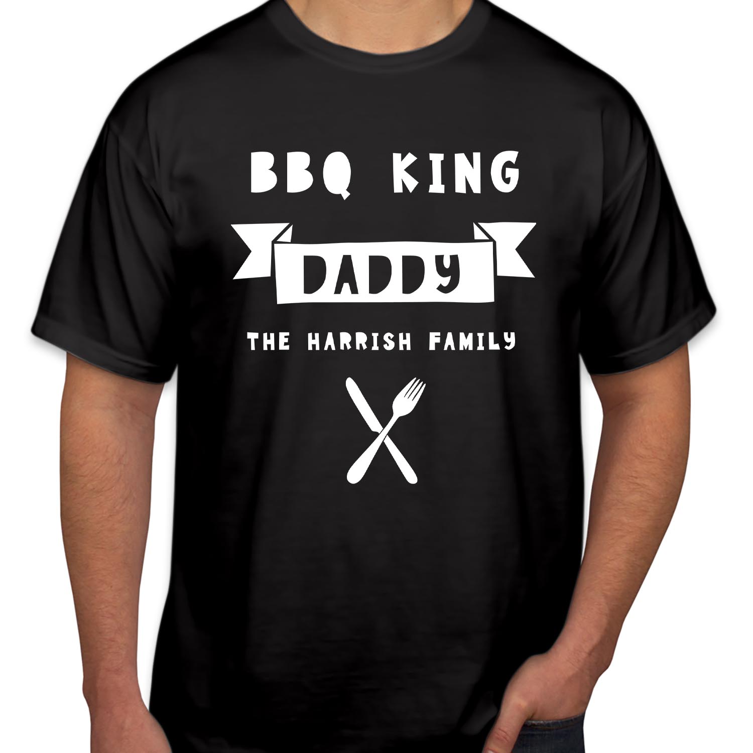 Personalised BBQ King Custom Text  Father's Day T-Shirt Funny Fathers Day Top Chef Grandpa Dad Birthday Cooking Gift T Shirt