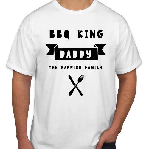 Personalised BBQ King Custom Text  Father's Day T-Shirt Funny Fathers Day Top Chef Grandpa Dad Birthday Cooking Gift T Shirt