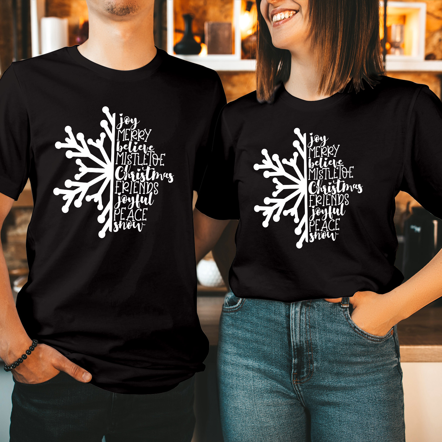 Beleive Joyful Snow Merry Christmas T-Shirt