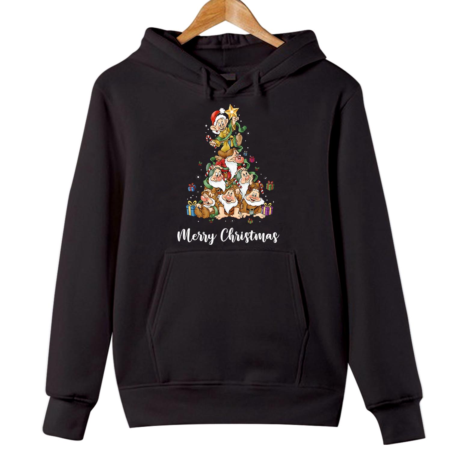 Merry Christmas Gnome Tree Hoodie, Funny Xmas Family Holiday Gift for Men Women Santa Elf Reindeer Outfit, Cute Winter Jumper