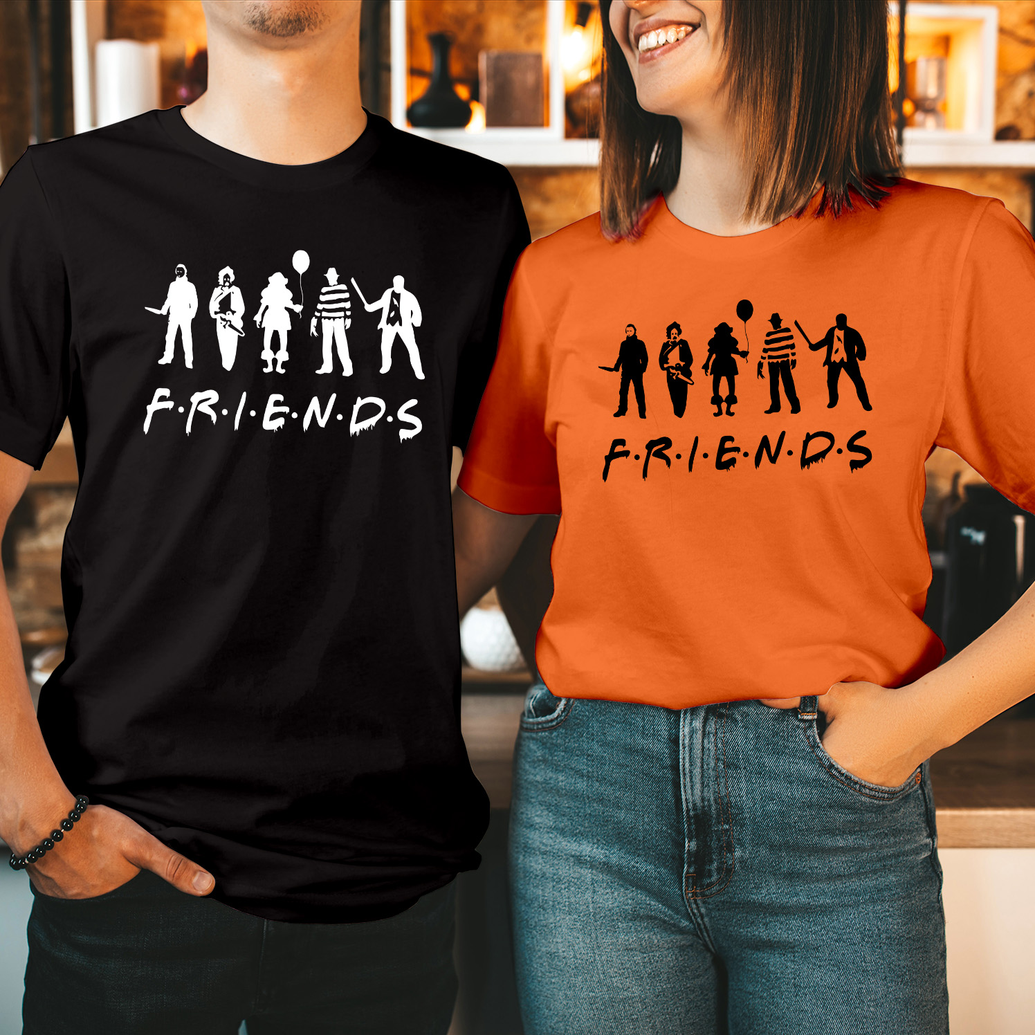 Halloween Friends Scary Horror Movies T-Shirt Men Women Hocus Pocus Shirts Sanderson Sisters Horror Squad Tee Tops Friends Halloween Characters T Shirt