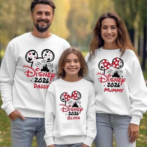Personalised Disney Family Holiday 2026 Sweatshirt, Matching Trip Jumper, Custom Name Disneyland Vacation Top, Mickey Minnie 2026 Family Outfit