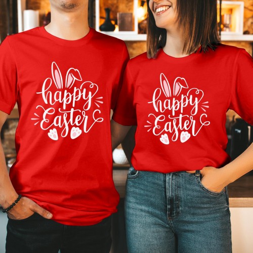 Happy Easter Bunny Ears Shirt, Cute Rabbit Easter Sunday T-Shirt for Women, Men & Kids, Festive Easter Tops & Easter Egg Shirt Gift