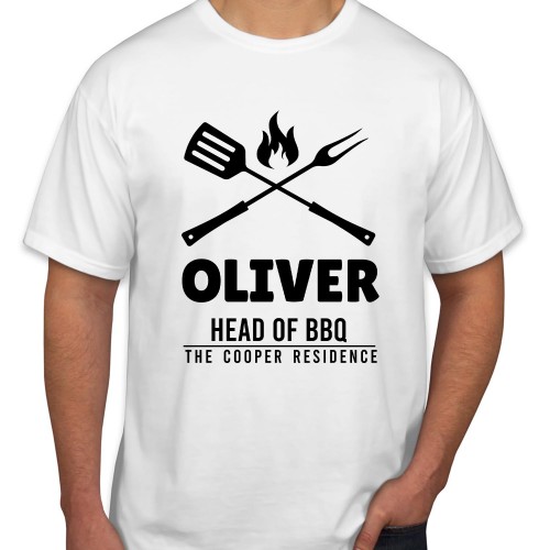 Personalised Name Head of BBQ Father's Day T Shirt Funny Fathers Day Top Chef Grandpa Dad Birthday Cooking Gift T Shirt