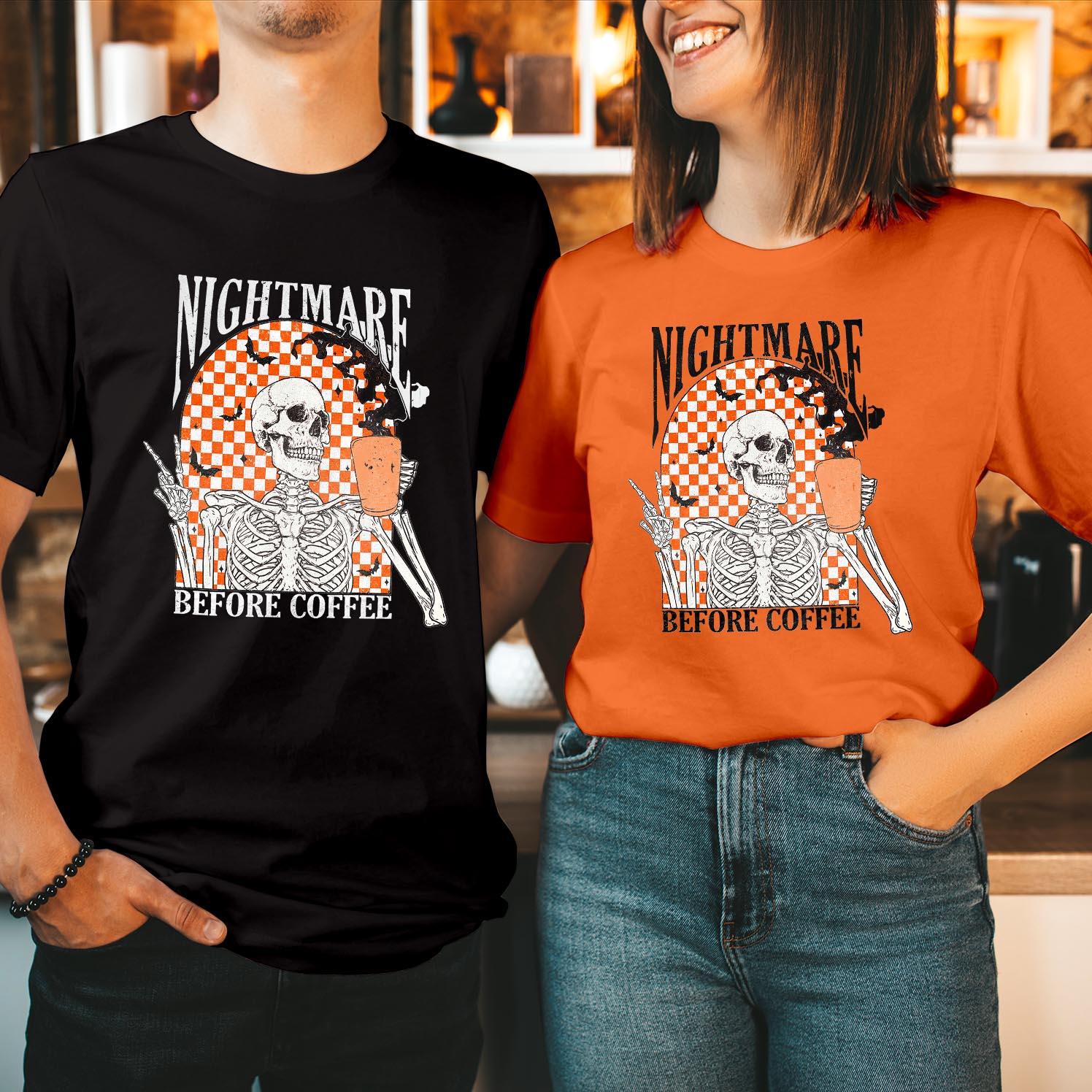 Nightmare Before Coffee Cute Halloween T-Shirt Fun & Spooky Coffee Lover's Unisex Tee, Perfect for Halloween & Everyday Wear Men Women Unisex T Shirt