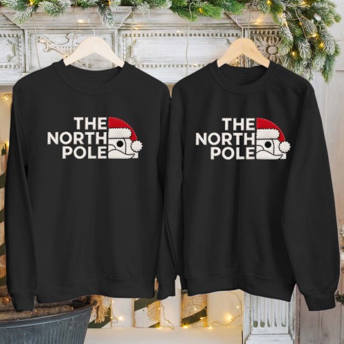 The North Pole Parody Christmas Printed Sweatshirt | Santa North Pole Festive Xmas Gift Jumper Top Sweater