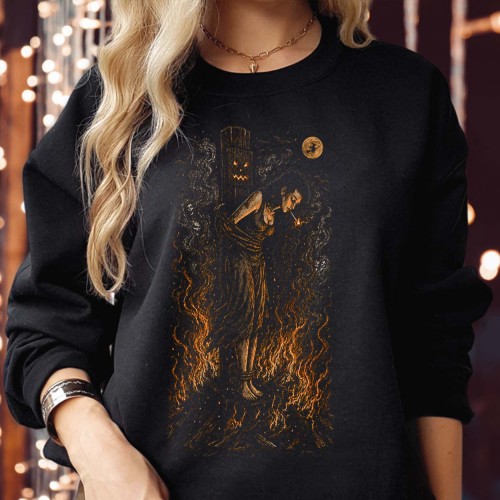 Witch Burning Stake Halloween Sweatshirt | Vintage Dark Occult Salem Jumper