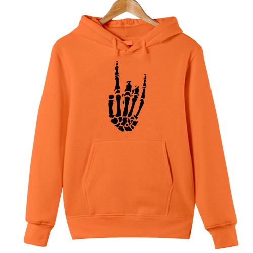 Skeleton Rock Hand Hoodie, Rock On Bones Halloween Jumper, Spooky Heavy Metal Graphic Sweatshirt, Gothic Anatomy Concert Jacket, Punk Gift Top