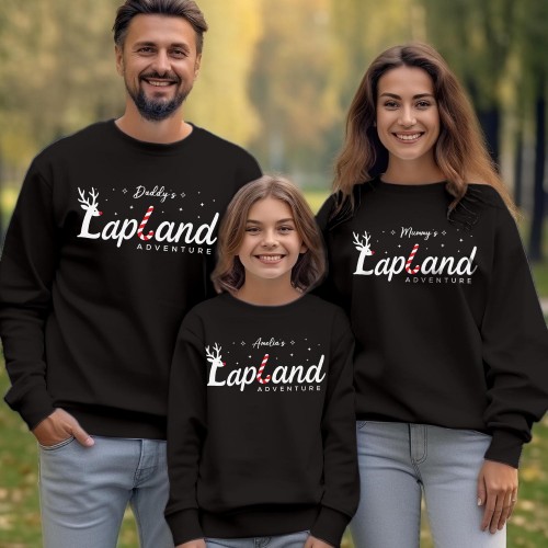 Personalised Lapland 2026 Family Matching Sweatshirt, Custom Cursive Candy Cane Holiday Jumper, Festive Xmas Family Pullover