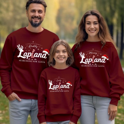 Personalised Lapland 2026 Family Matching Sweatshirt, Custom Cursive Candy Cane Holiday Jumper, Festive Xmas Family Pullover