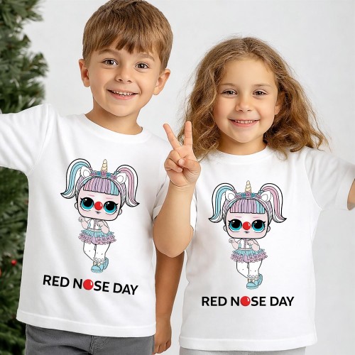 LOL Surprise Queen Bee Red Nose Day T-Shirt, Comic Relief T Shirt & Tops, LOL Dolls Comic Relief Clothing, Kids & Childrens Red Nose Day Tee