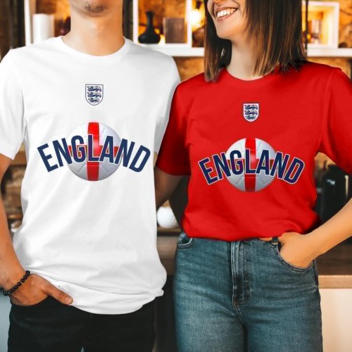 England Football Arched Logo T-Shirt, Three Lions St George Ball Sports Top, Men's Women's Kids Birthday Gift Tee, FIFA World Cup 2026 Supporter Birthday Sport Apparel