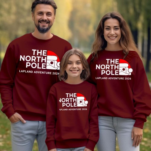 The North Pole Lapland Adventure 2026 Family Matching Christmas Sweatshirt, Santa Claus Holiday Tops, Merry Xmas Gift for Mum, Dad, Kids Unisex Jumper
