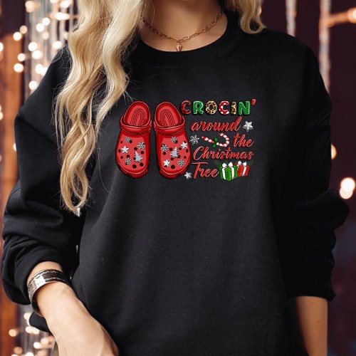 Crocin Around The Christmas Tree Lights Sweatshirt - Festive Christmas Jumper for Family, Funny Holiday Gift, Perfect Xmas Costume, Ideal for Christmas Parties & Family Gatherings