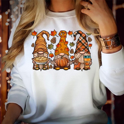 Autumn Gnome Thanksgiving Sweatshirt, Cute Retro Fall Holiday Jumper, Vintage Harvest Pumpkin Pie Pullover, Cozy Season Spice Crewneck Sweater