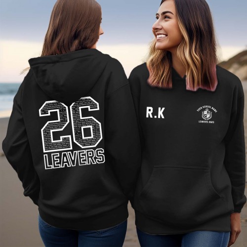 PERSONALISED School Leavers Hoodie 2026, Custom Class of 2026 Graduation Jumper, Initial & School Logo Leaver Hoodie, Primary School Leavers