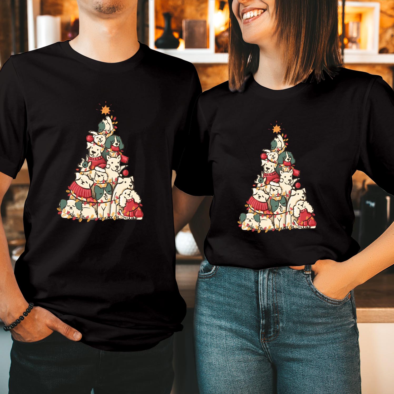 Dog Christmas Tree Merry Christmas T-Shirt