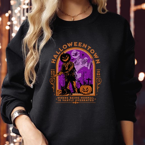 1998 Halloweentown Retro Fall Pumpkin Head - Spooky Season Trick or Treat Boo Ghost Witch Pumpkin - Happy Halloween Jumper