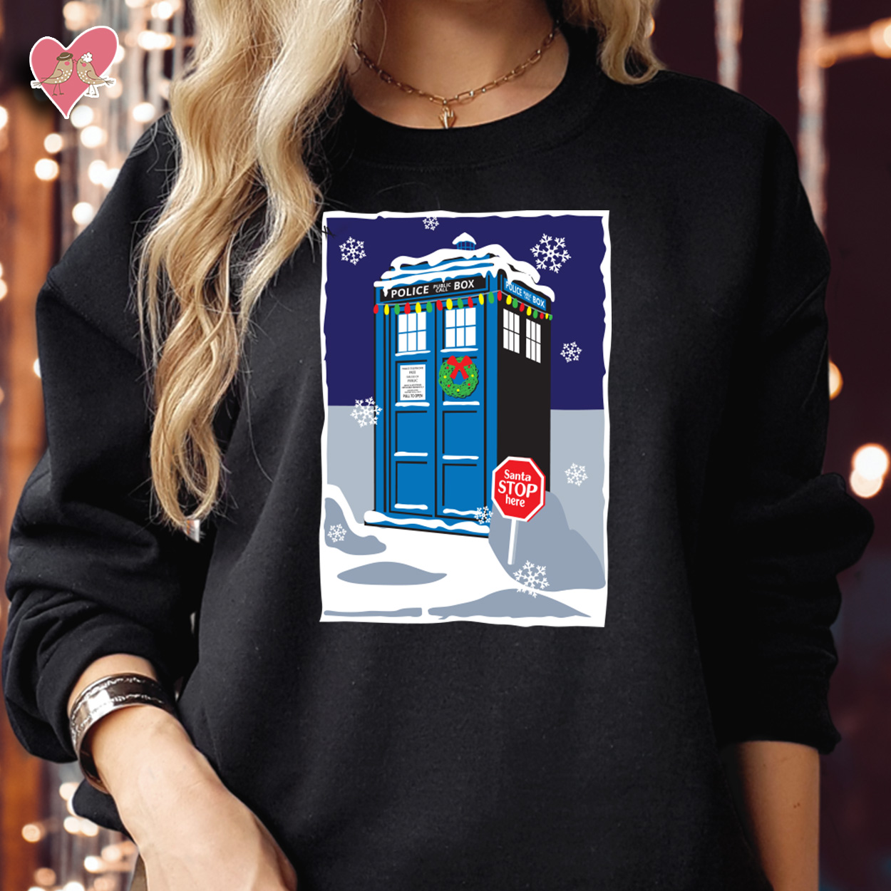 Police Box Dr Who Christmas Sweatshirt | Time Lord Xmas Jumper | Fun Doctor Who Inspired Holiday Gift for Fans | TARDIS Themed Festive Winter Apparel by Funky Kittens
