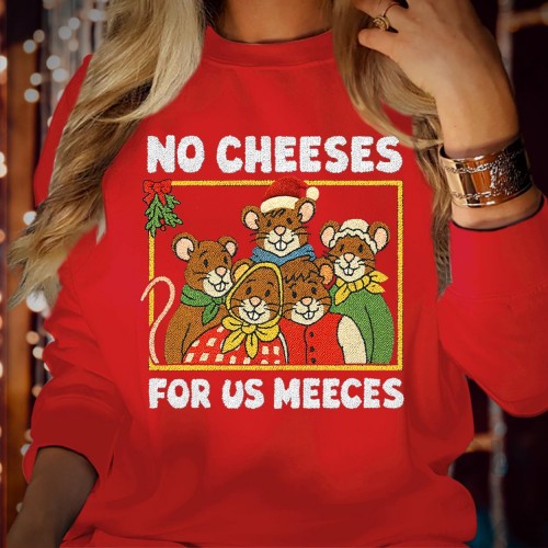 No Cheeses For Us Meeces Sweatshirt, Funny Muppets Christmas Carol Jumper, Vintage Style Holiday Mice Crewneck Retro Movie Fan Xmas Gift Sweater