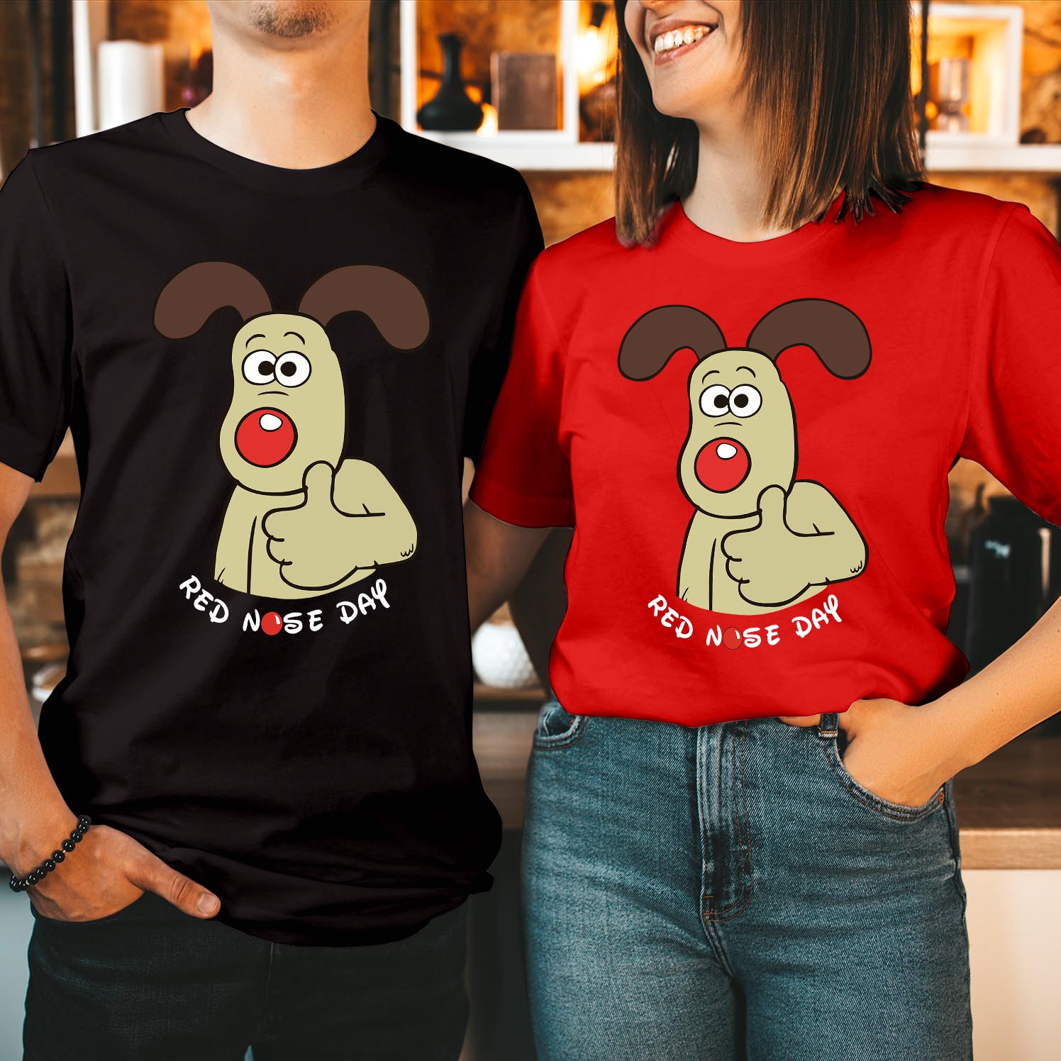 Gromit Aardman characters Red Nose Day T-shirt