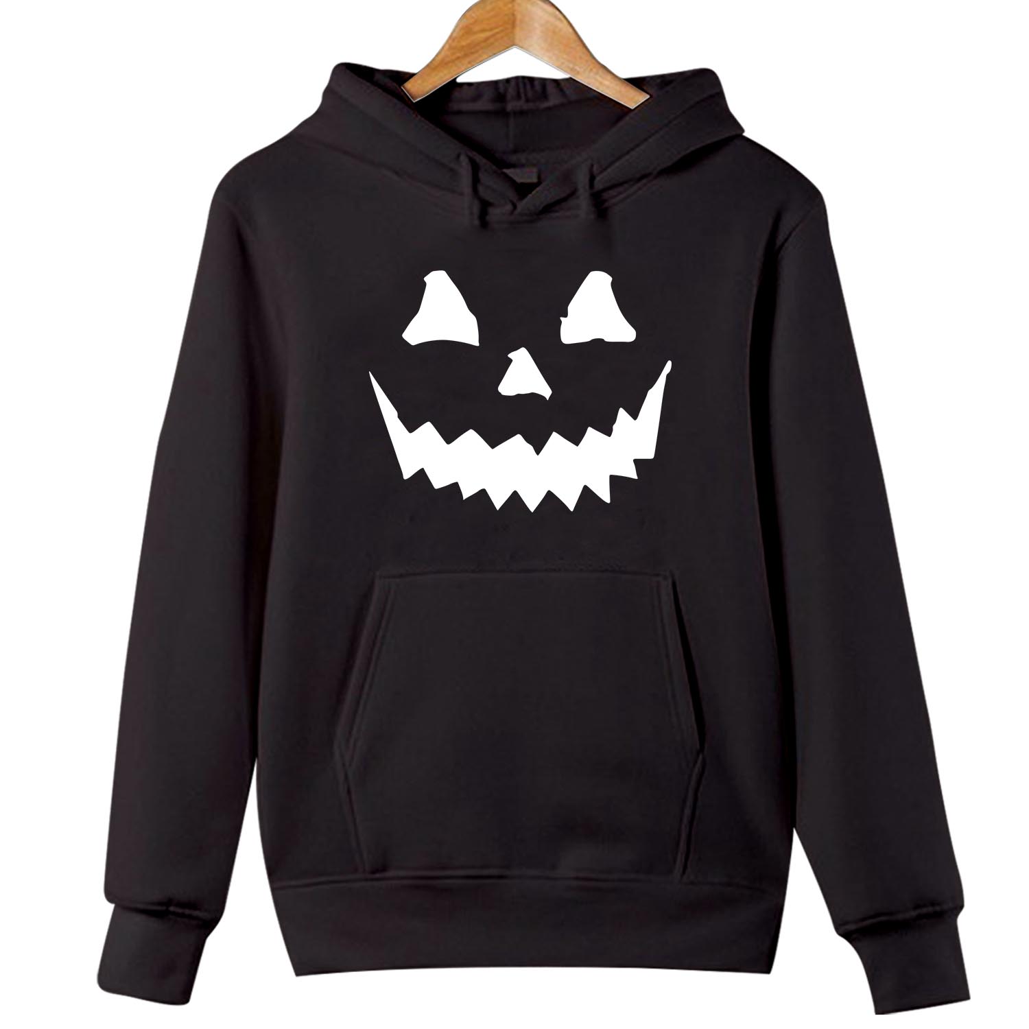 HOODIES (1739) Scary Halloween Jack O Lantern Pumpkin Face