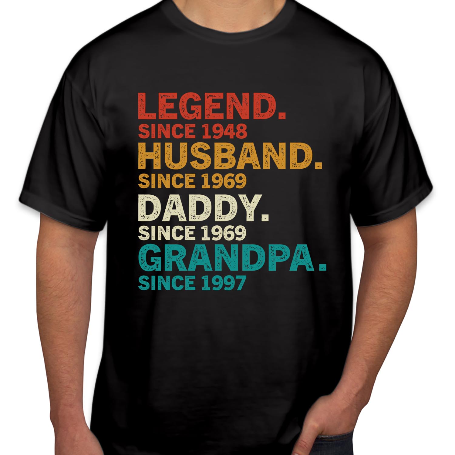 Personalised Husband Daddy Grandpa Legend Father's Day T-Shirt Custom Year Fathers Day Vintage Dad T Shirt