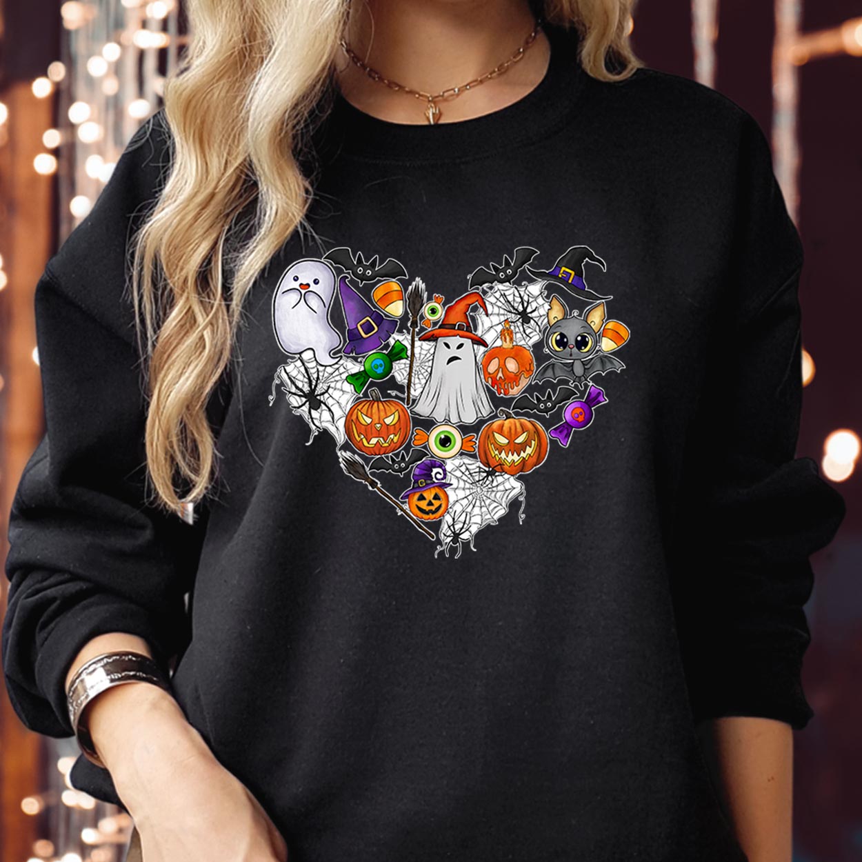 SWEATSHIRT (1845) Halloween Heart Doodle