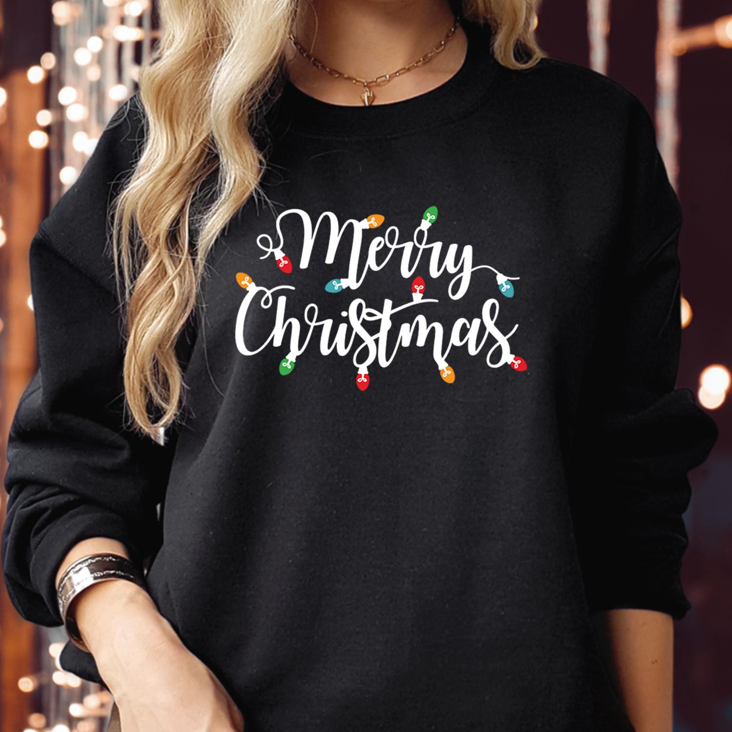 Merry Christmas Lights Sweatshirts – Matching Couples, Family & Kids Holiday Jumpers – Fun Xmas Tops for Men, Women, and Children – Secret Santa Gift Ideas