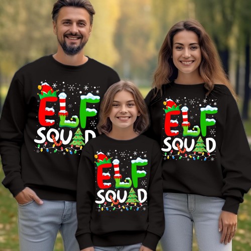 ELF Squad Crew Christmas Jumper – I'm Not Short Tall Elf Sized Funny Santa Family Matching Holiday Season Gift