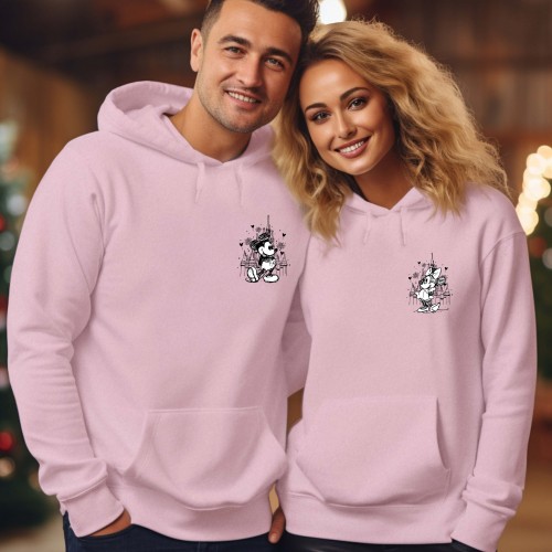 Disney Mickey Minnie Holiday Hoodie, Matching Family Trip Xmas Gifts Jumper, Disneyland Summer Vacation Top, Mickey Minnie Castle Family Pullover