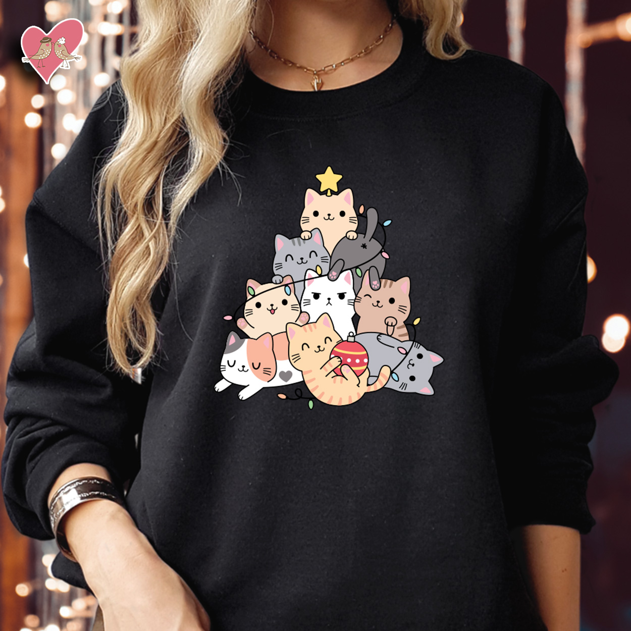 Christmas Tree Cats Funny Sweatshirt