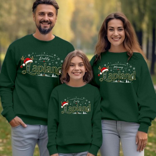 Personalised Lapland 2026 Family Matching Sweatshirt, Custom Santa Hat Reindeer Holiday Jumper, Festive Xmas Initial Pullover Gift