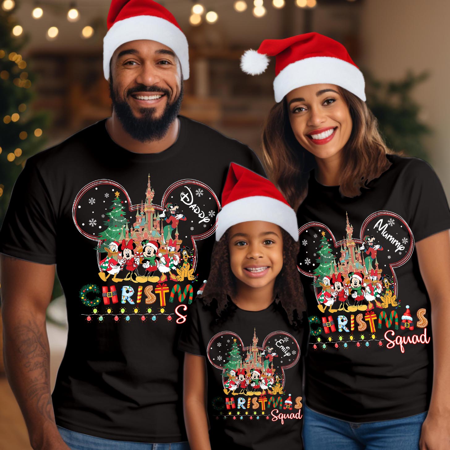 Personalised Christmas Squad Matching Family Shirt Christmas Crew Custom Daddy Mummy Kids Printed Family Holiday Disney Vacation Tee