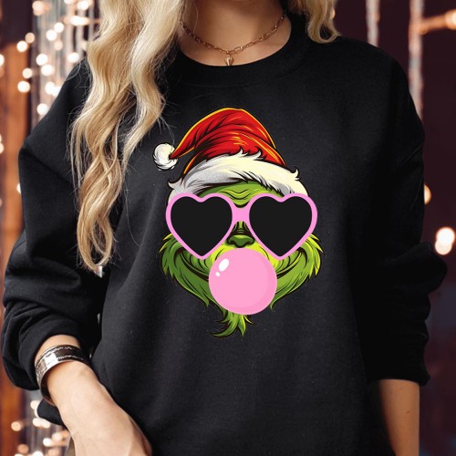 Merry Christmas Pink Sunglasses Santa Blowing Bubble Hat Funny Family Vibes Holiday Season Gift Xmas Jumper
