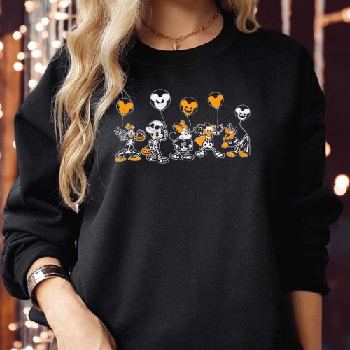 Jack Skellington Halloween Skeleton Sweatshirts, Disney Family Halloween Matching Shirt, Friends Balloon Kids Gift Jumper
