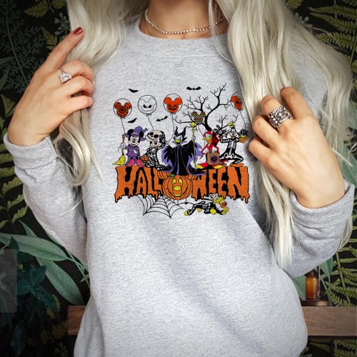 Disney Halloween Mickey and Friends Villain Sweatshirt, Retro Spooky Character Jumper, Vintage Maleficent Pullover, Cozy Season Graphic Top