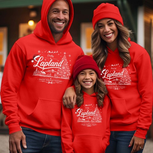 Personalised Lapland Family Christmas Hoodie - Custom Santa Claus Matching Holiday Jacket, Xmas Gift for Mum, Dad & Kids Jumper